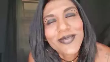 Desi slut wearing black lipstick wants her lips and tongue rapped around your dick and taste your lips | close up | fetish