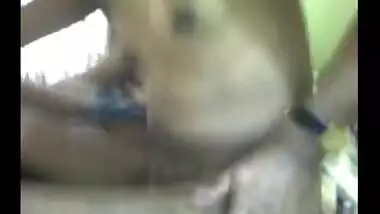 Tamil aunty feeds breasts & gives blowjob on cam