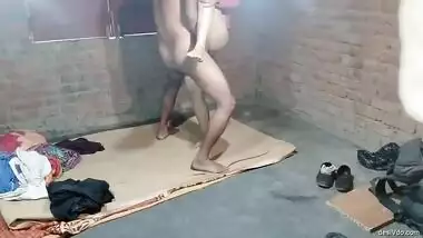 Village couple enjoying standing fucking session for a change