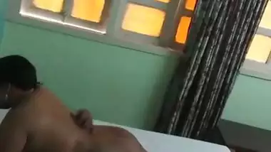 Tight ass Tamil wife fucking husband by lying over him