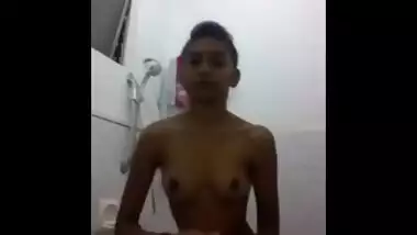indian teen babe sanjana in bathroom